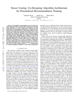 Tensor Casting: Co-Designing Algorithm-Architecture for Personalized
  Recommendation Training