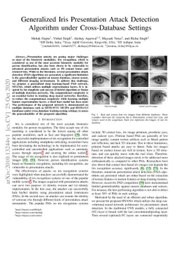 Generalized Iris Presentation Attack Detection Algorithm under
  Cross-Database Settings