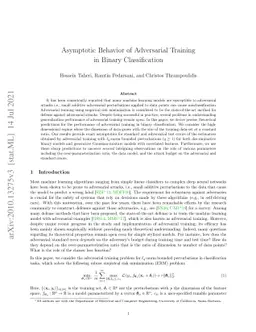 Asymptotic Behavior of Adversarial Training in Binary Classification