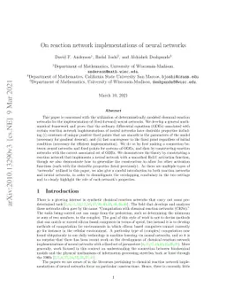 On reaction network implementations of neural networks