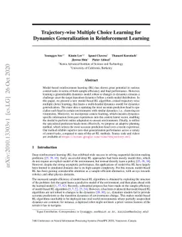 Trajectory-wise Multiple Choice Learning for Dynamics Generalization in
  Reinforcement Learning