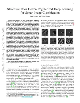 Structural Prior Driven Regularized Deep Learning for Sonar Image
  Classification