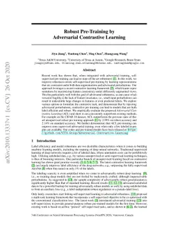 Robust Pre-Training by Adversarial Contrastive Learning