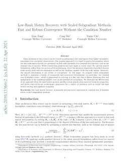 Low-Rank Matrix Recovery with Scaled Subgradient Methods: Fast and
  Robust Convergence Without the Condition Number