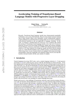 Accelerating Training of Transformer-Based Language Models with
  Progressive Layer Dropping
