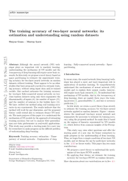 The training accuracy of two-layer neural networks: its estimation and
  understanding using random datasets