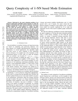 Query Complexity of k-NN based Mode Estimation