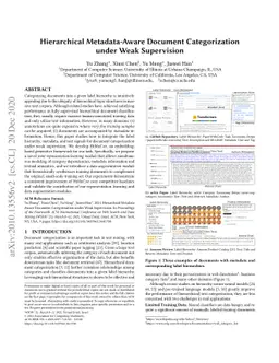 Hierarchical Metadata-Aware Document Categorization under Weak
  Supervision
