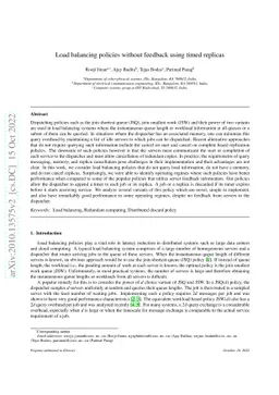 Load balancing policies without feedback using timed replicas