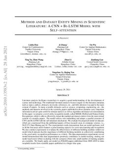Method and Dataset Entity Mining in Scientific Literature: A CNN +
  Bi-LSTM Model with Self-attention