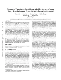 Constraint Translation Candidates: A Bridge between Neural Query
  Translation and Cross-lingual Information Retrieval