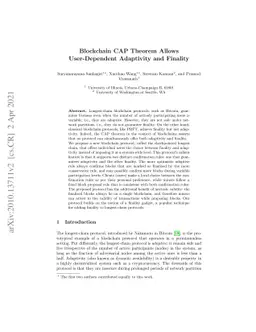 Blockchain CAP Theorem Allows User-Dependent Adaptivity and Finality