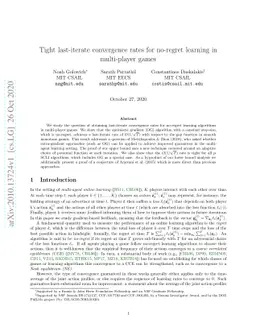 Tight last-iterate convergence rates for no-regret learning in
  multi-player games