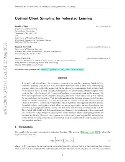 Optimal Client Sampling for Federated Learning