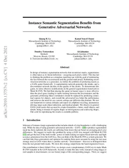 Instance Semantic Segmentation Benefits from Generative Adversarial
  Networks