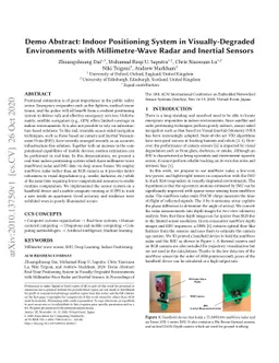 Demo Abstract: Indoor Positioning System in Visually-Degraded
  Environments with Millimetre-Wave Radar and Inertial Sensors