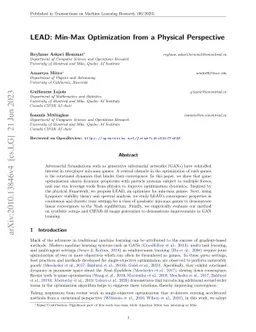 LEAD: Min-Max Optimization from a Physical Perspective
