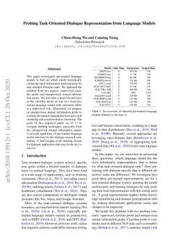Probing Task-Oriented Dialogue Representation from Language Models