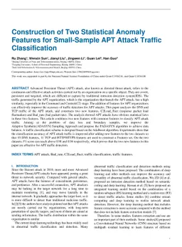 Construction of Two Statistical Anomaly Features for Small-Sample APT
  Attack Traffic Classification