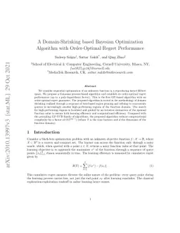 A Domain-Shrinking based Bayesian Optimization Algorithm with
  Order-Optimal Regret Performance