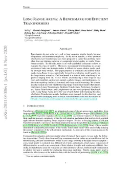 Long Range Arena: A Benchmark for Efficient Transformers