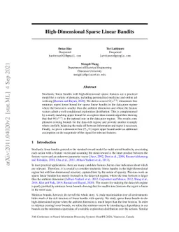High-Dimensional Sparse Linear Bandits