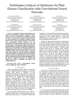 Performance Analysis of Optimizers for Plant Disease Classification with
  Convolutional Neural Networks