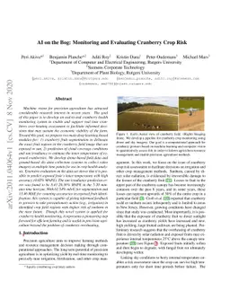 AI on the Bog: Monitoring and Evaluating Cranberry Crop Risk