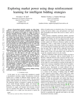 Exploring market power using deep reinforcement learning for intelligent
  bidding strategies