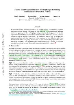 Metrics also Disagree in the Low Scoring Range: Revisiting Summarization
  Evaluation Metrics