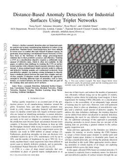 Distance-Based Anomaly Detection for Industrial Surfaces Using Triplet
  Networks