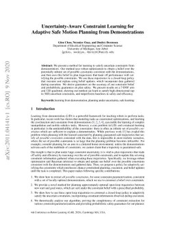 Uncertainty-Aware Constraint Learning for Adaptive Safe Motion Planning
  from Demonstrations