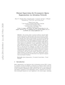 Distant Supervision for E-commerce Query Segmentation via Attention
  Network