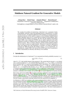 Sinkhorn Natural Gradient for Generative Models