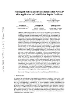 Multiagent Rollout and Policy Iteration for POMDP with Application to
  Multi-Robot Repair Problems