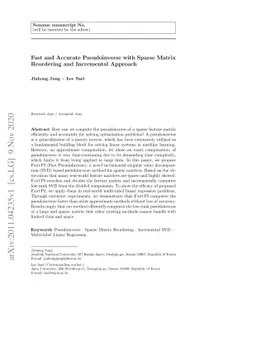 Fast and Accurate Pseudoinverse with Sparse Matrix Reordering and
  Incremental Approach
