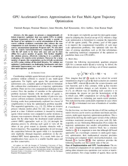 GPU Accelerated Convex Approximations for Fast Multi-Agent Trajectory
  Optimization