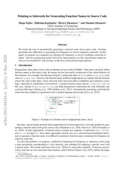 Pointing to Subwords for Generating Function Names in Source Code