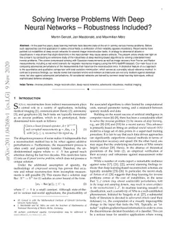 Solving Inverse Problems With Deep Neural Networks -- Robustness
  Included?