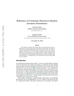 Robustness of Community Detection to Random Geometric Perturbations