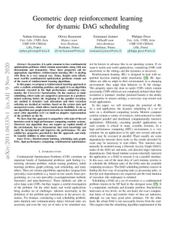 Geometric Deep Reinforcement Learning for Dynamic DAG Scheduling