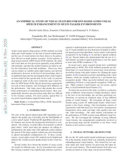 An Empirical Study of Visual Features for DNN based Audio-Visual Speech
  Enhancement in Multi-talker Environments