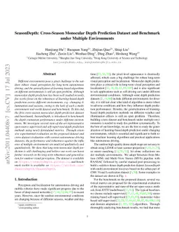 SeasonDepth: Cross-Season Monocular Depth Prediction Dataset and
  Benchmark under Multiple Environments
