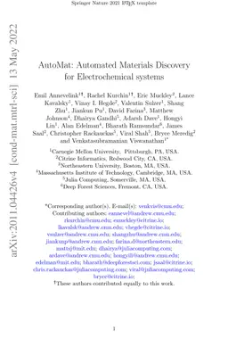 AutoMat: Accelerated Computational Electrochemical systems Discovery