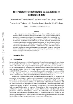 Interpretable collaborative data analysis on distributed data