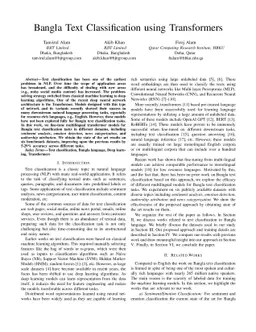 Bangla Text Classification using Transformers