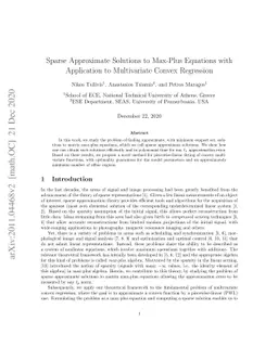 Sparse Approximate Solutions to Max-Plus Equations with Application to
  Multivariate Convex Regression