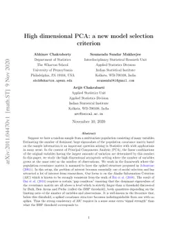 High dimensional PCA: a new model selection criterion