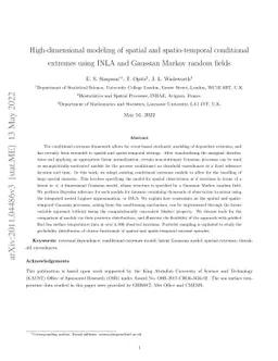 High-dimensional modeling of spatial and spatio-temporal conditional
  extremes using INLA and Gaussian Markov random fields
