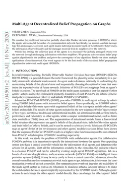 Multi-Agent Decentralized Belief Propagation on Graphs